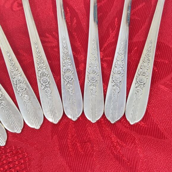 10X Silver Plate Teaspoons Nobility Plate Royal Rose Oneida - Picture 7 of 15